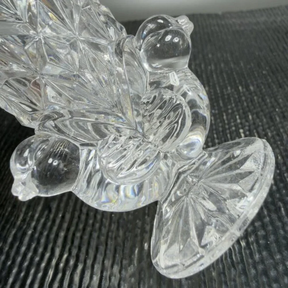 Vintage Hofbauer Clear Lead Crystal Bird‎ Mini Vase Toothpick Holder Birds VTG
